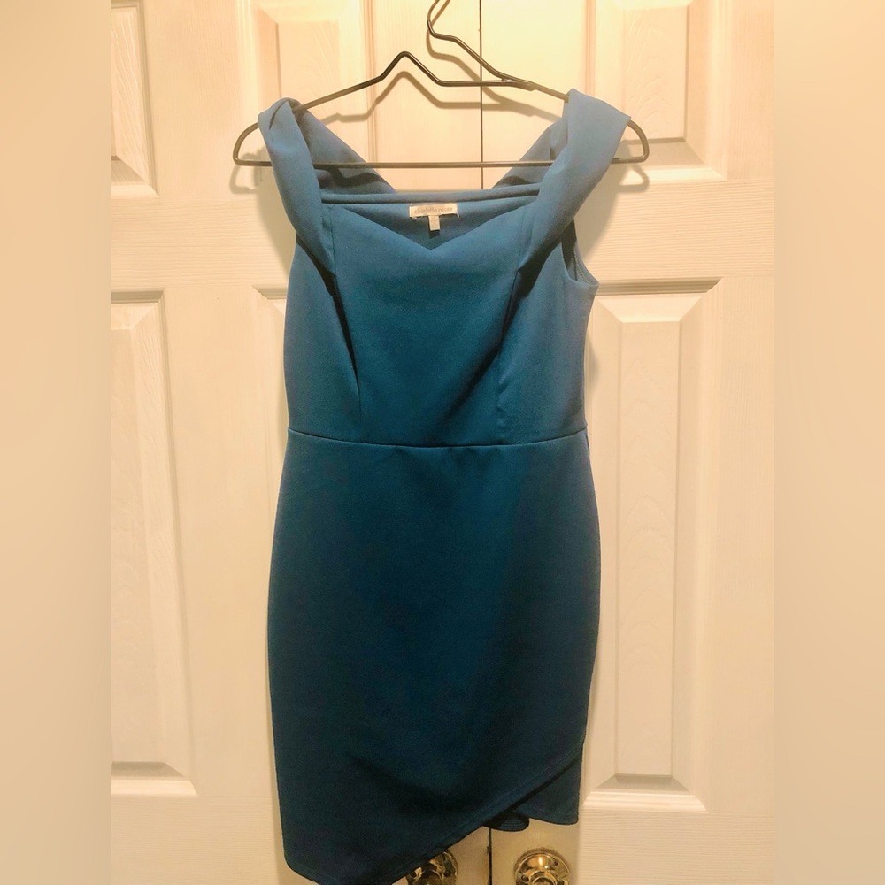 Charlotte Russe Blue-green off-shoulder dress